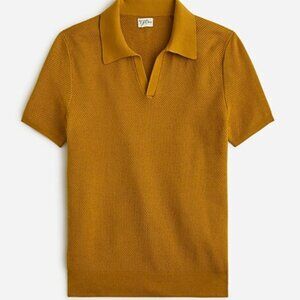 J Crew Short-sleeve cotton mesh-stitch johnny-collar sweater-polo